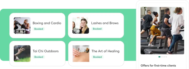 collage showing Mindbody Marketplace listings